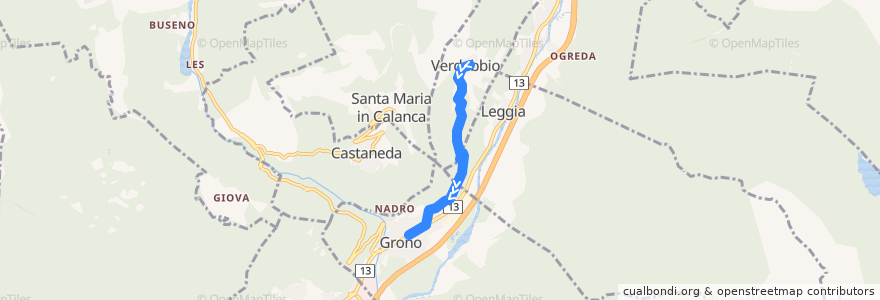 Mapa del recorrido Bus 217: Grono => Verdabbio de la línea  en Grono.