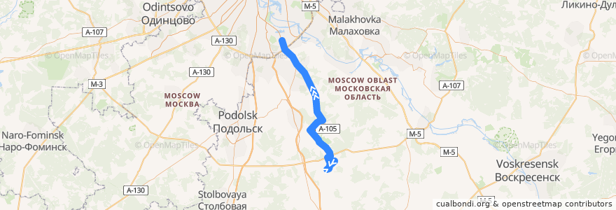 Mapa del recorrido Автобус 404: Красный Путь - метро Домодедовская de la línea  en Oblast de Moscou.