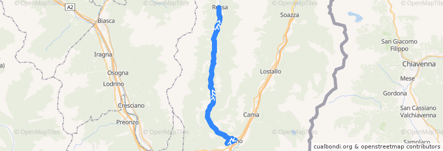 Mapa del recorrido Bus 215: Rossa => Grono de la línea  en Moësa.