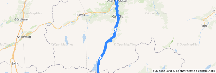 Mapa del recorrido Bus 481: Disentis/Mustér => Lukmanier Passhöhe de la línea  en Medel (Lucmagn).