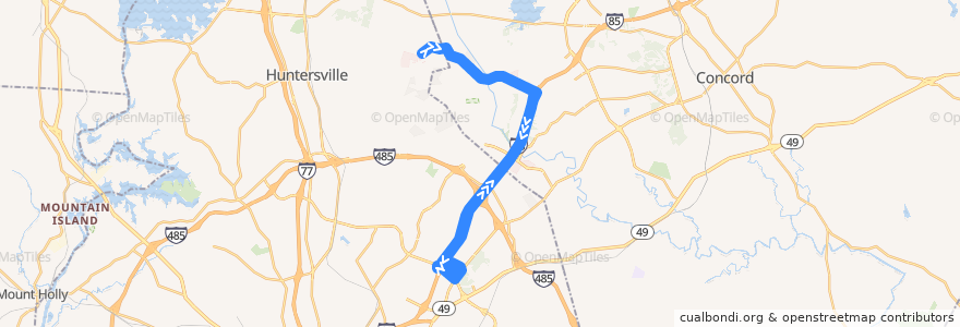 Mapa del recorrido CATS 47X Greenhouse Express de la línea  en North Carolina.