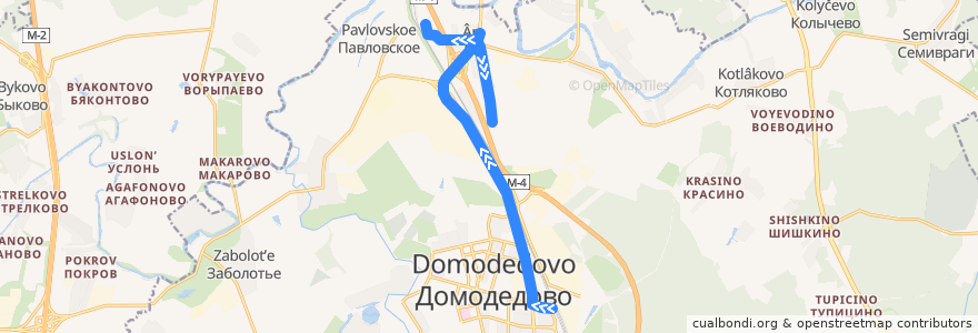 Mapa del recorrido Автобус 22: Станция Домодедово - Ленинская de la línea  en городской округ Домодедово.