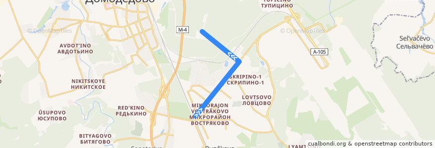 Mapa del recorrido Автобус 10: Платформа Взлётная - ВПИК МВД РФ de la línea  en городской округ Домодедово.
