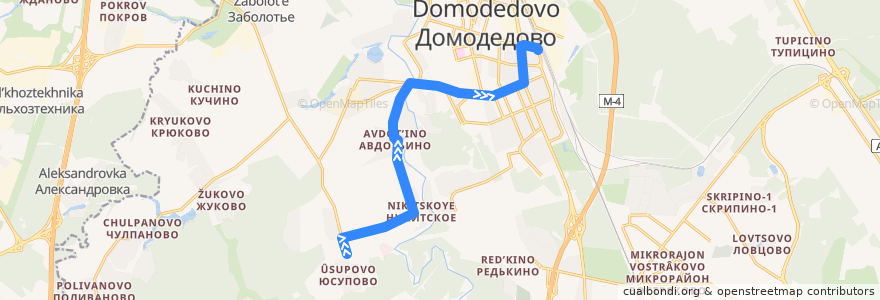 Mapa del recorrido Автобус 21: Юсупово - Станция Домодедово de la línea  en Domodedovsky District.