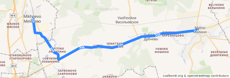 Mapa del recorrido Автобус 35: Михнево - Малино de la línea  en городской округ Ступино.