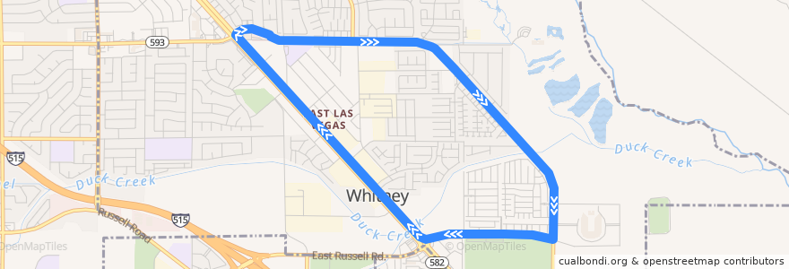 Mapa del recorrido RTC 601 Sam Boyd Stadium Loop de la línea  en Whitney.