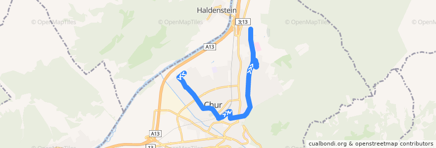 Mapa del recorrido 4: Austrasse - Seniorenzentrum Cadonau de la línea  en Chur.