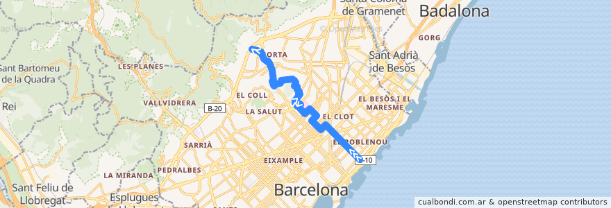 Mapa del recorrido V23 Nova Icària => Can Marcet de la línea  en Barcelona.