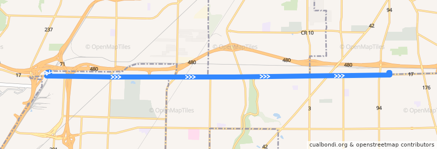 Mapa del recorrido RTA 54 Brookpark de la línea  en Cuyahoga County.
