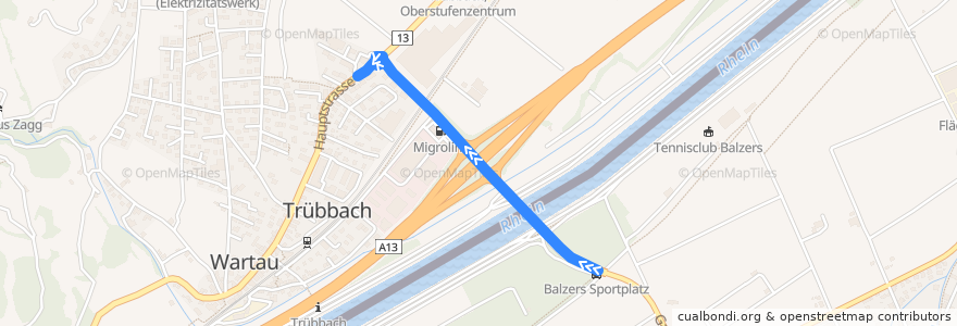 Mapa del recorrido Bus 11: Feldkirch Bahnhof => Trübbach Dornau de la línea  en .