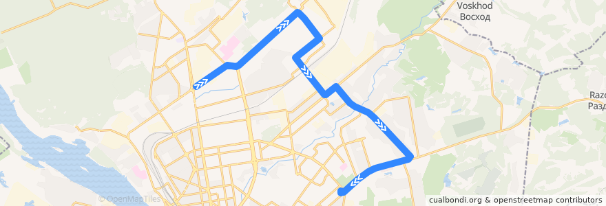 Mapa del recorrido Трамвай 14: Площадь Калинина - Сад Мичуринцев de la línea  en городской округ Новосибирск.