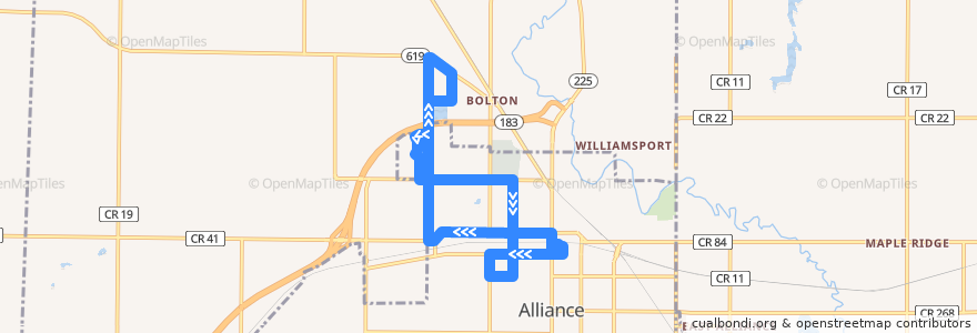 Mapa del recorrido SARTA 130 Downtown Alliance/Klinger & Gaskill Loop de la línea  en Stark County.