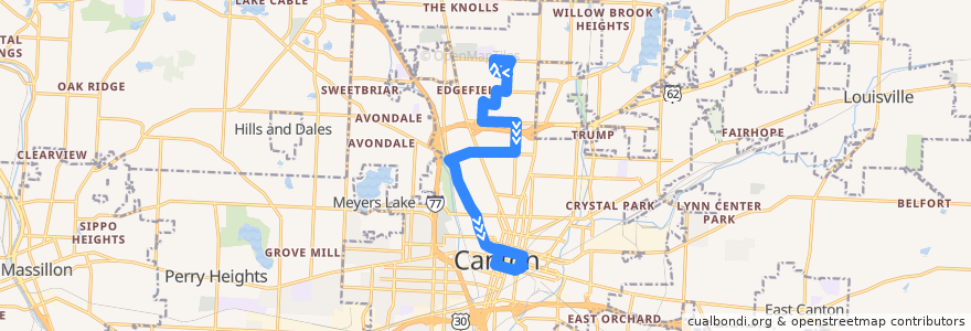 Mapa del recorrido SARTA 119 Downtown Canton/Frazer/44th de la línea  en Canton.