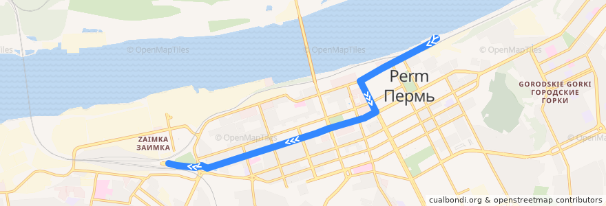 Mapa del recorrido Автобус №2: ст. Пермь I – ст. Пермь II de la línea  en Пермский городской округ.