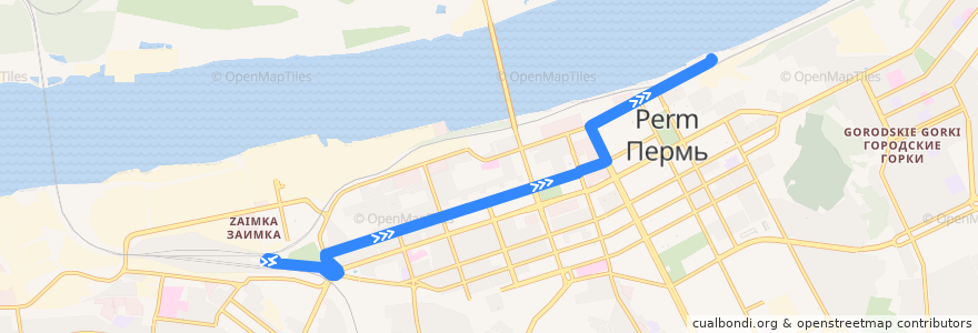 Mapa del recorrido Автобус №2: ст. Пермь II – ст. Пермь I de la línea  en Пермский городской округ.
