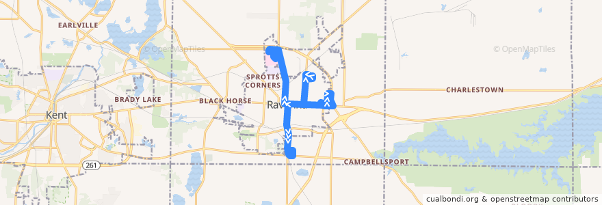 Mapa del recorrido PARTA 85 Raven East de la línea  en Ravenna.