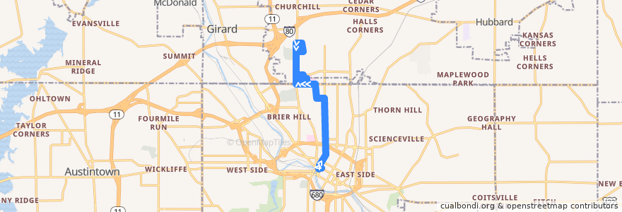Mapa del recorrido WRTA 6 Fifth de la línea  en Ohio.