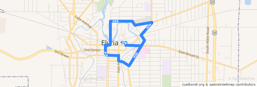 Mapa del recorrido LCT Downtown Elyria Loop de la línea  en Elyria.