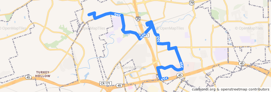 Mapa del recorrido Capital Metro 51 Round Rock Circulator (westbound) de la línea  en Round Rock.