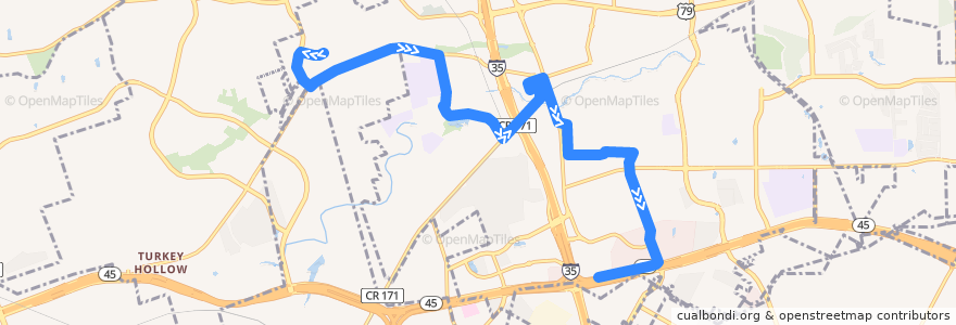 Mapa del recorrido Capital Metro 51 Round Rock Circulator (eastbound) de la línea  en Round Rock.