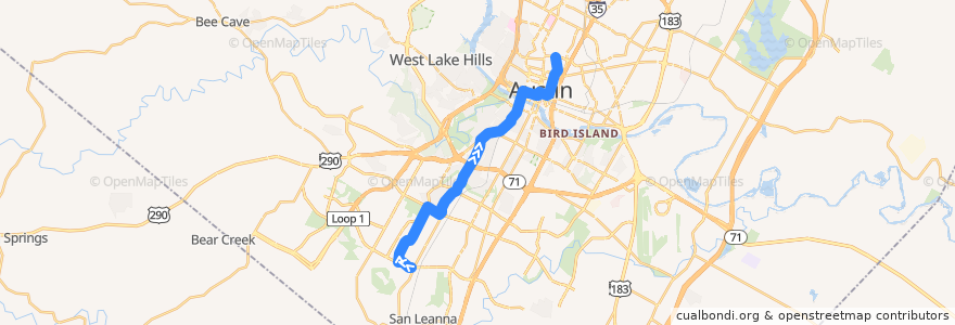 Mapa del recorrido Capital Metro 103 Manchaca Flyer (northbound) de la línea  en Austin.