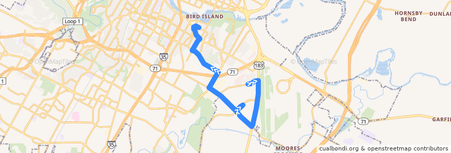 Mapa del recorrido Capital Metro 228 VA Clinic (westbound) de la línea  en Austin.