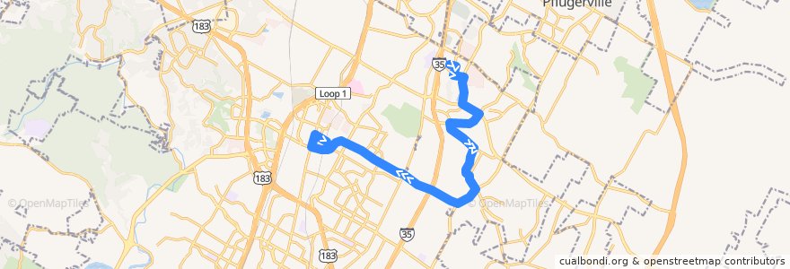 Mapa del recorrido Capital Metro 392 Braker (westbound) de la línea  en Austin.