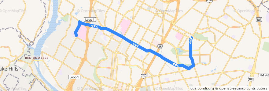 Mapa del recorrido Capital Metro 335 35th/38th Street (westbound) de la línea  en Austin.