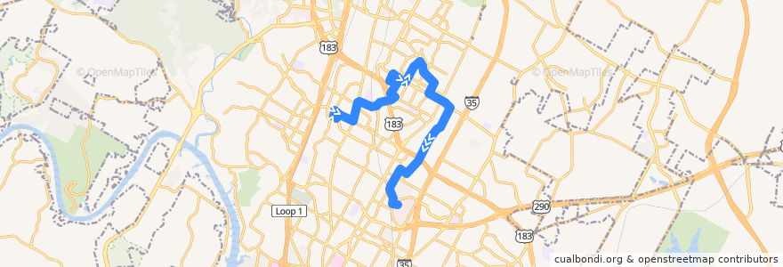 Mapa del recorrido Capital Metro 324 Georgian/Ohlen (eastbound) de la línea  en Austin.