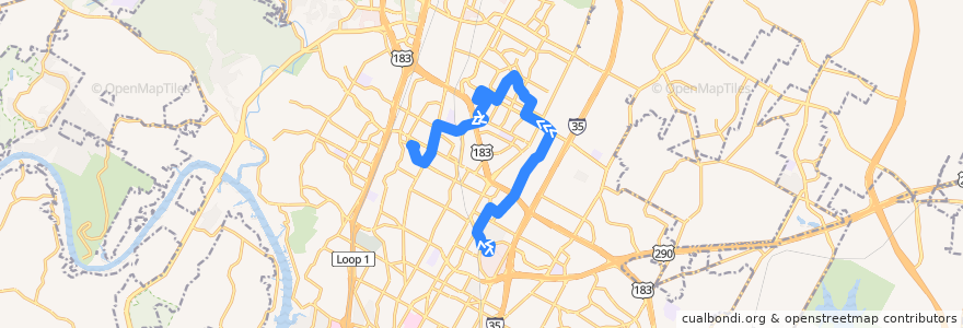 Mapa del recorrido Capital Metro 324 Georgian/Ohlen (westbound) de la línea  en Austin.