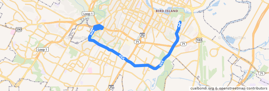 Mapa del recorrido Capital Metro 311 Stassney (westbound) de la línea  en Austin.