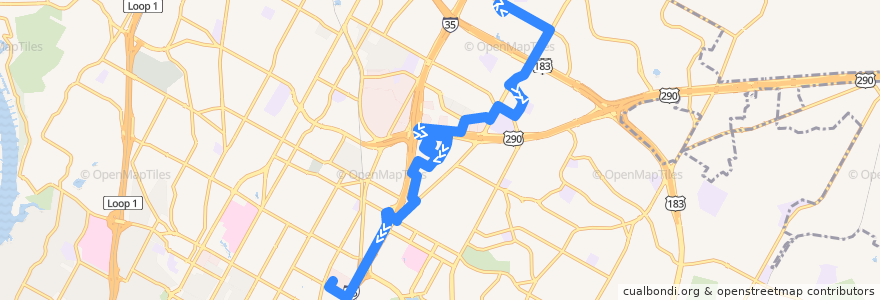 Mapa del recorrido Capital Metro 492 Delwood (southbound) de la línea  en Austin.