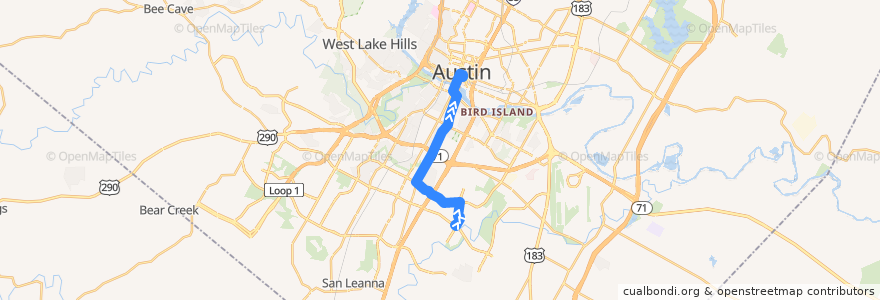 Mapa del recorrido Capital Metro 486 Night Owl South Congress (northbound) de la línea  en Austin.