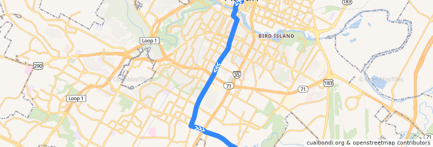 Mapa del recorrido Capital Metro 486 Night Owl South Congress (southbound) de la línea  en Austin.