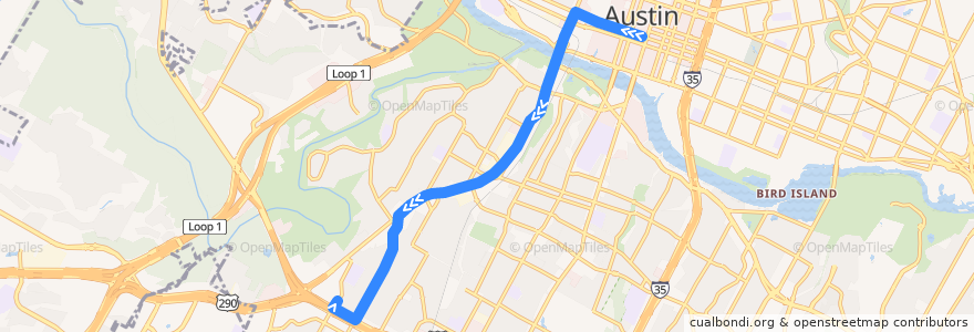 Mapa del recorrido Capital Metro 484 Night Owl South Lamar (southbound) de la línea  en Austin.