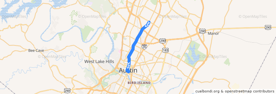Mapa del recorrido Capital Metro 481 Night Owl North Lamar (southbound) de la línea  en Austin.