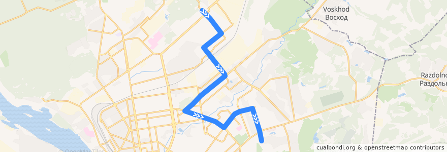 Mapa del recorrido Троллейбус 22: Учительская улица - Лазурная улица de la línea  en городской округ Новосибирск.