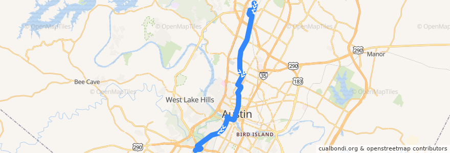 Mapa del recorrido Capital Metro 803 Burnet/South Lamar (southbound) de la línea  en Austin.