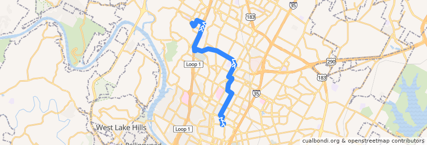 Mapa del recorrido Capital Metro 681 Intramural Fields/Far West (outbound) de la línea  en Austin.