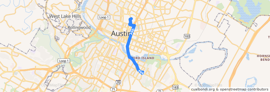 Mapa del recorrido Capital Metro 680 North Riverside/Lakeshore (inbound) de la línea  en Austin.