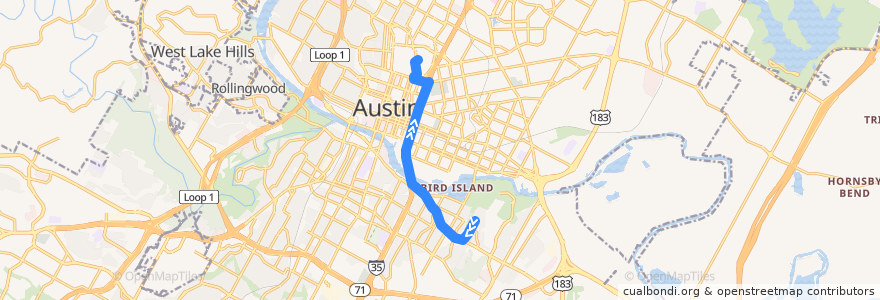 Mapa del recorrido Capital Metro 670 Crossing Place (inbound) de la línea  en Austin.