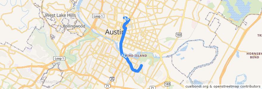 Mapa del recorrido Capital Metro 670 Crossing Place (outbound) de la línea  en Austin.