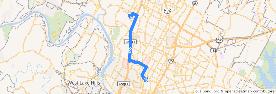 Mapa del recorrido Capital Metro 661 Far West (outbound) de la línea  en Austin.