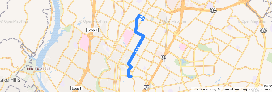 Mapa del recorrido Capital Metro 656 Intramural Fields (inbound) de la línea  en Austin.