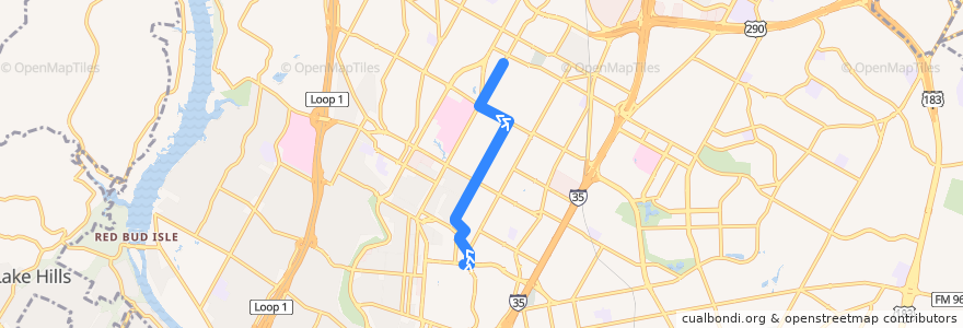 Mapa del recorrido Capital Metro 656 Intramural Fields (outbound) de la línea  en Austin.