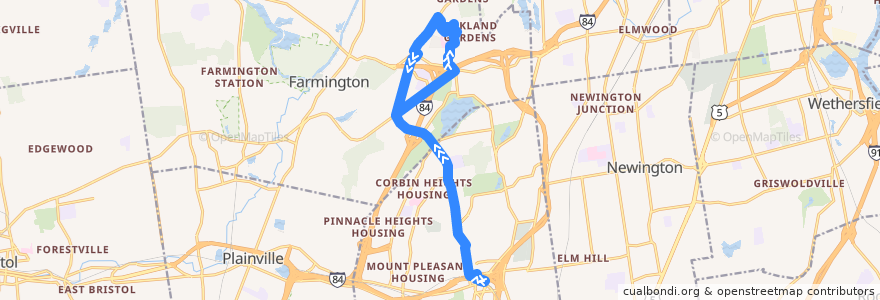 Mapa del recorrido CTtransit 506 Farmington Avenue de la línea  en Hartford County.