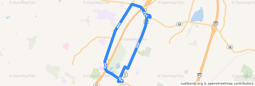 Mapa del recorrido CTtransit 292 North Colony Road de la línea  en New Haven County.