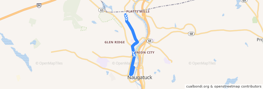 Mapa del recorrido CTtransit 473 Spring Street de la línea  en Naugatuck.