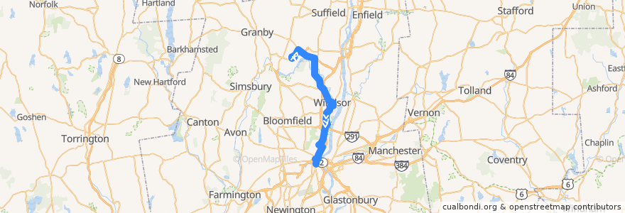Mapa del recorrido CTtransit 34A Windsor Avenue-Rainbow de la línea  en Hartford County.