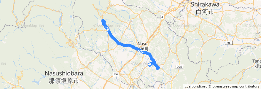 Mapa del recorrido 那須町民バス湯本線 ゆめプラザ⇒池田⇒湯本・いこいの家 de la línea  en Nasu.